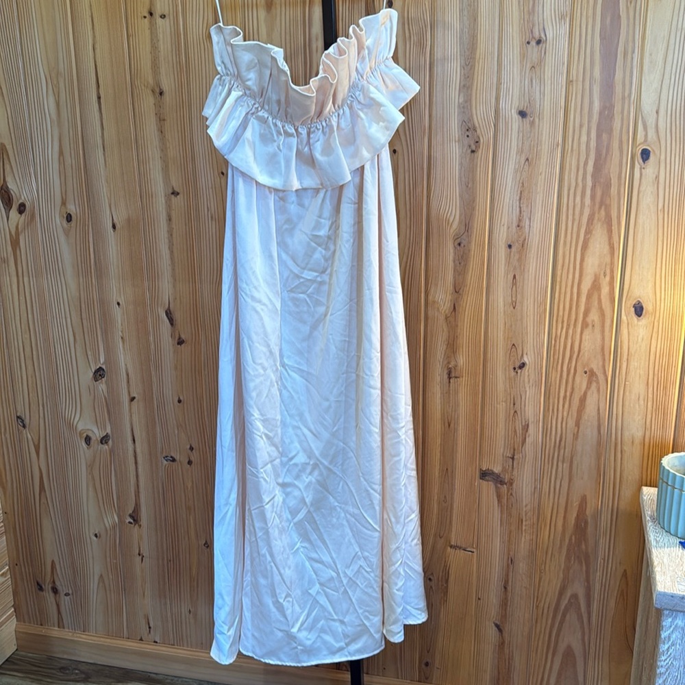 Strapless silk maxi dress